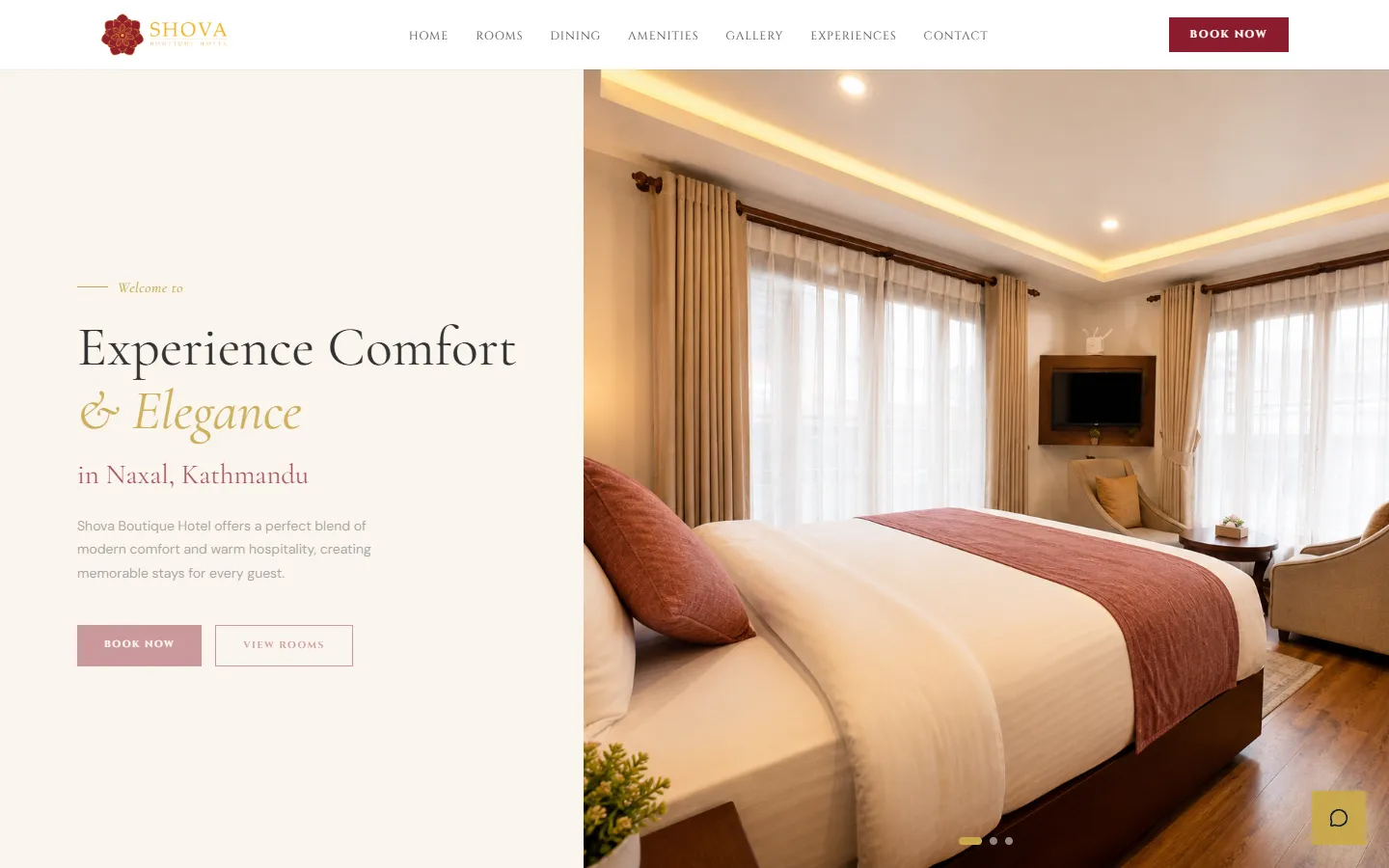 Shova Boutique Hotel website screenshot