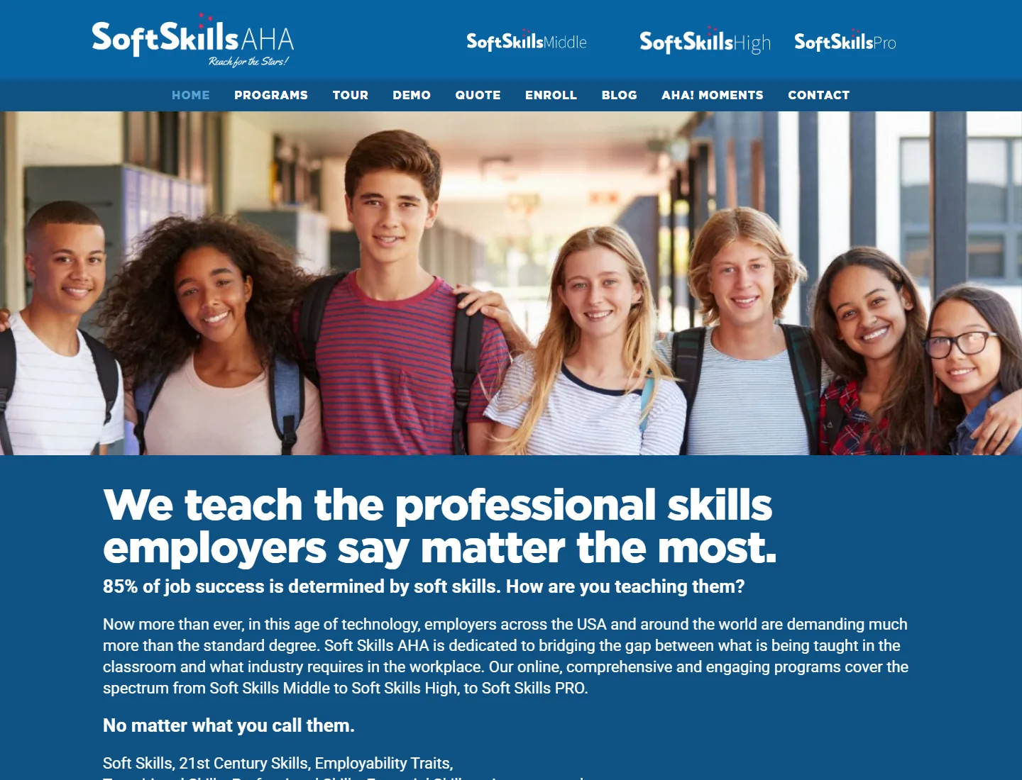 SoftSkillsAHA website screenshot